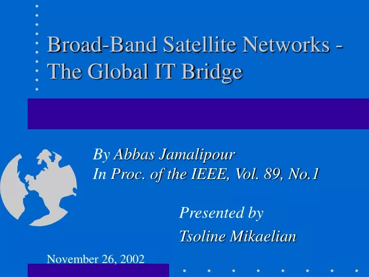 broad band satellite networks the global it bridge n.