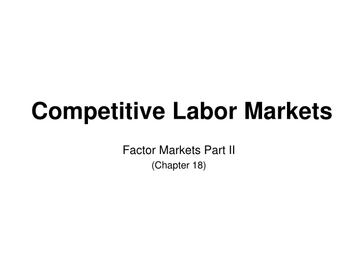 competitive labor markets n.