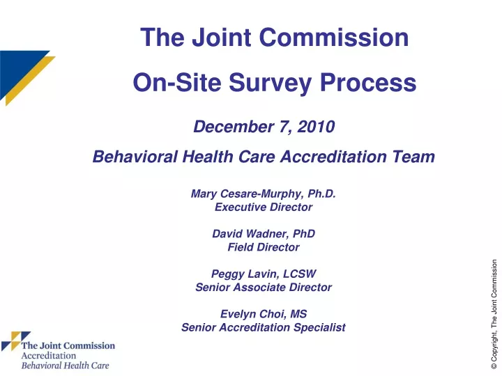 PPT The Joint Commission OnSite Survey Process PowerPoint