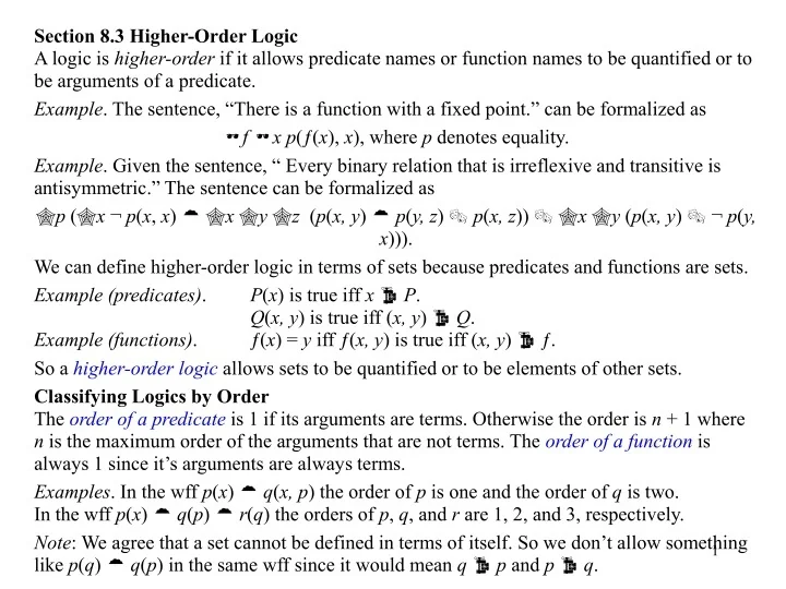 PPT Section 8.3 HigherOrder Logic PowerPoint Presentation, free