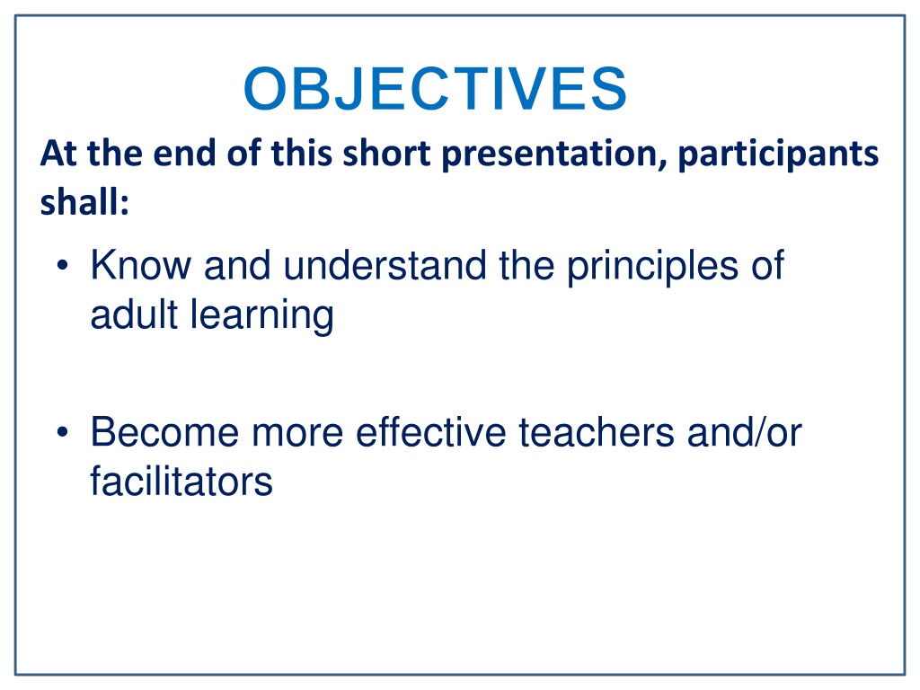 objectives of adult education