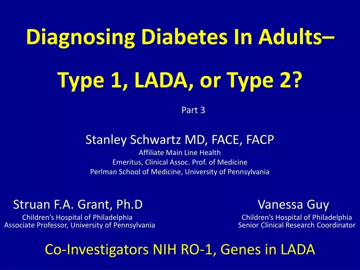 diagnosing diabetes in adults type 1 lada or type 2 n.