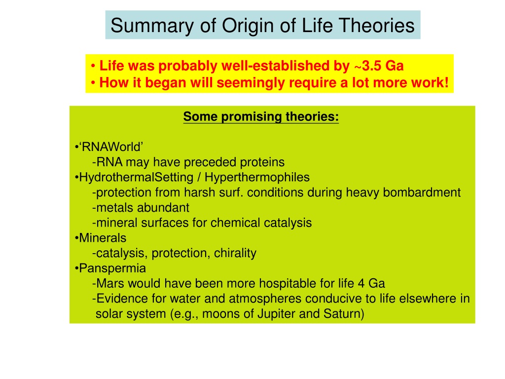 Ppt Theories Of The Origin Of Life Powerpoint Presentation Free Download Id9384597 4239