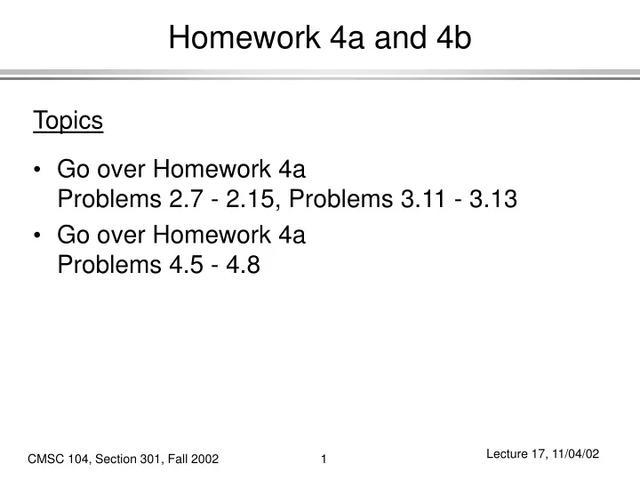 homework 4a and 4b n.