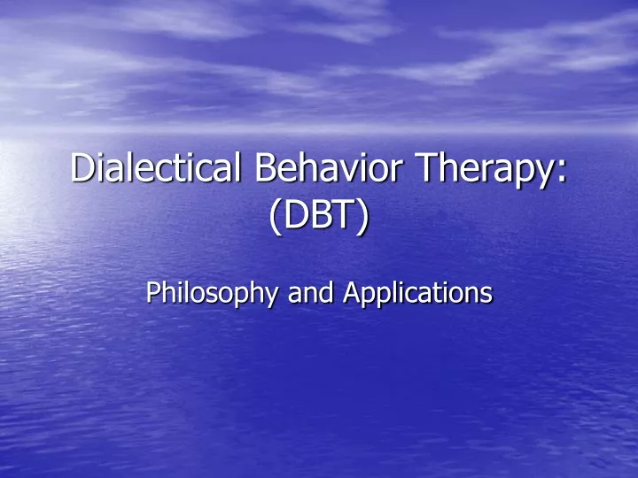 dialectical behavior therapy dbt n.