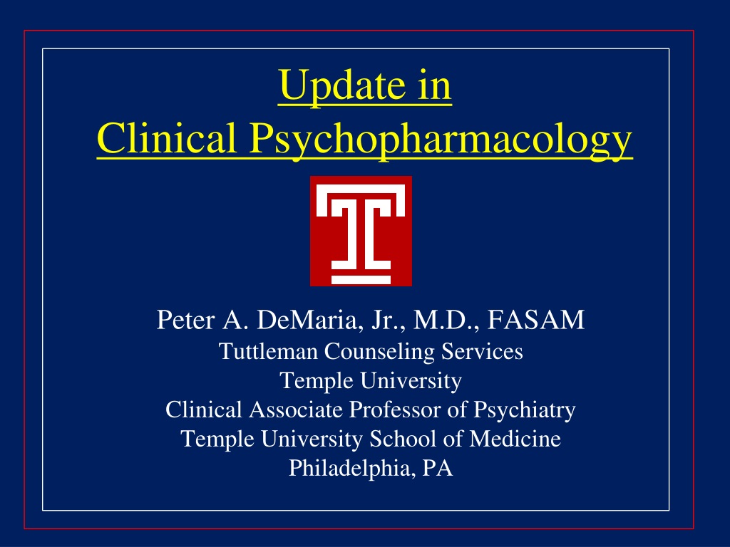 PPT Update in Clinical Psychopharmacology PowerPoint Presentation