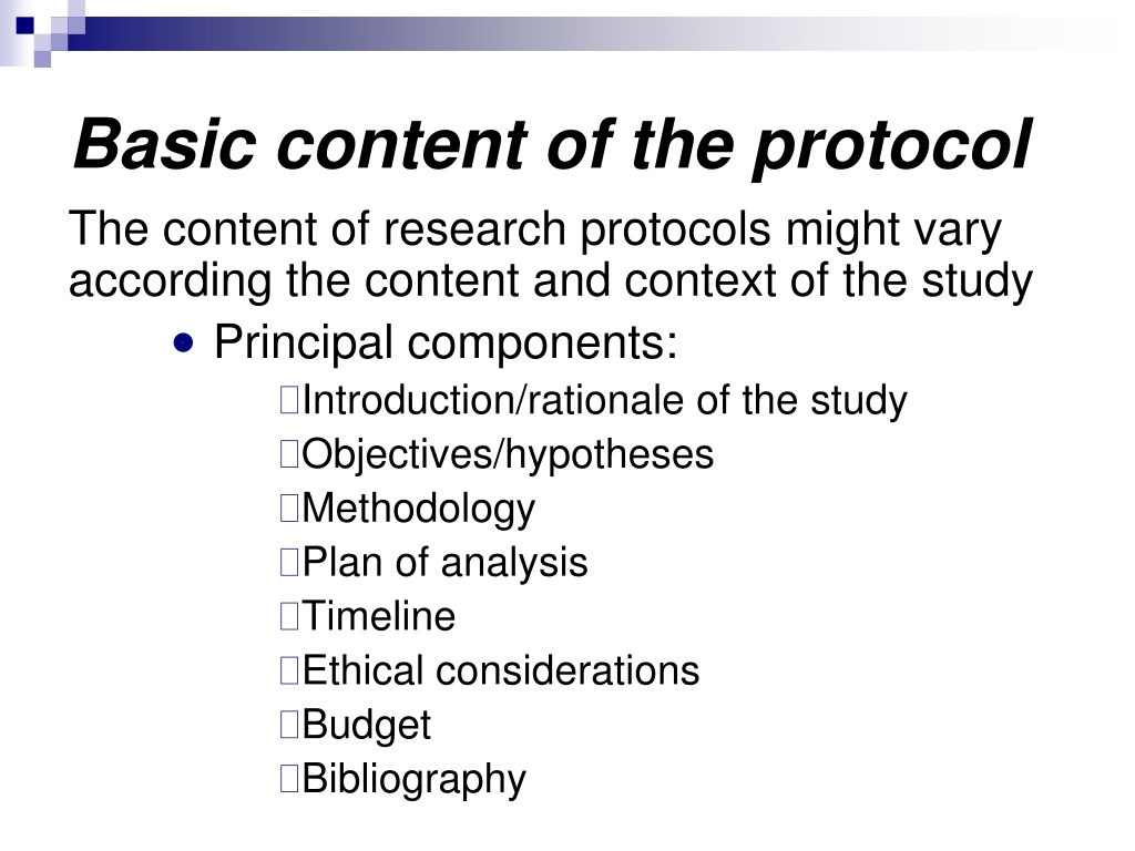 sections of research protocol
