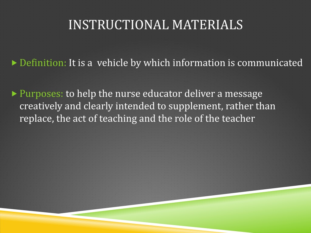 presentation of instructional materials