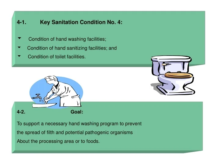 PPT 41. Key Sanitation Condition No. 4 Condition of hand washing