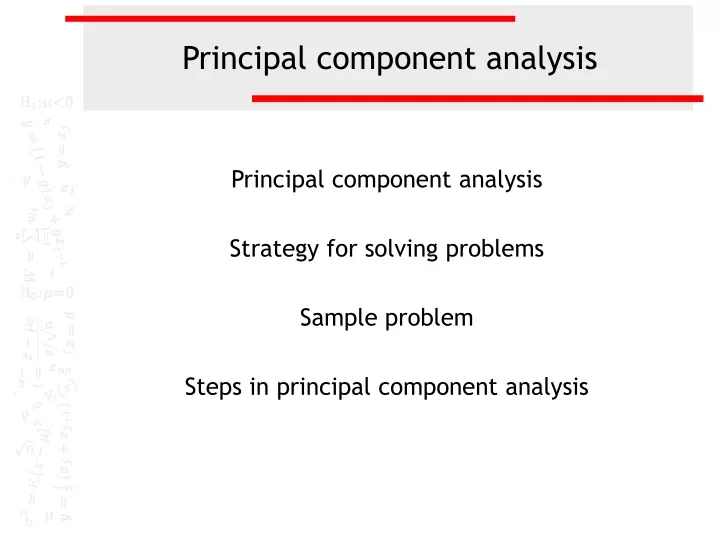 PPT - Principal Component Analysis PowerPoint Presentation, Free ...