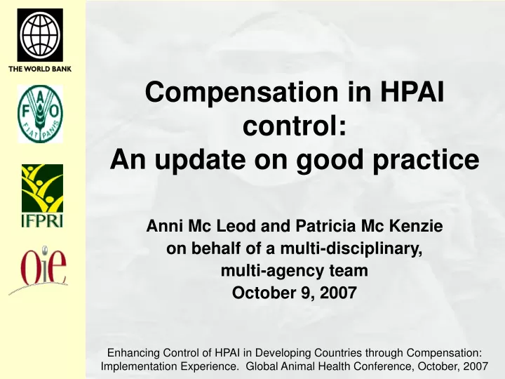 compensation in hpai control an update on good practice n.