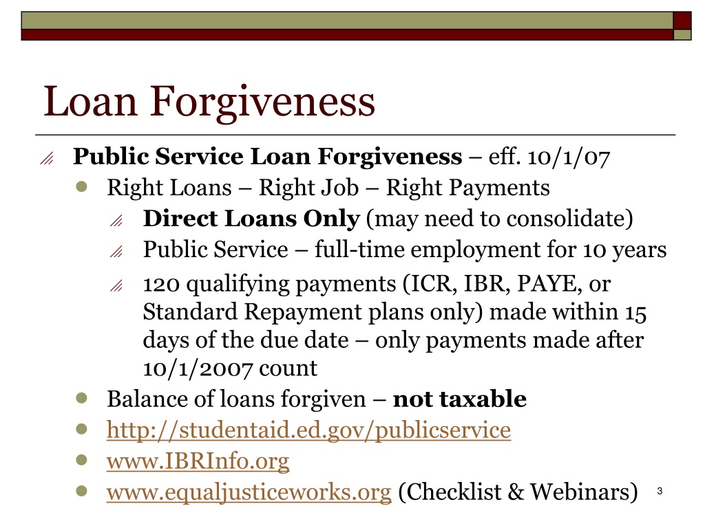 Ppt Public Service Loan Forgiveness And Career Paths Powerpoint Presentation Id9402966 