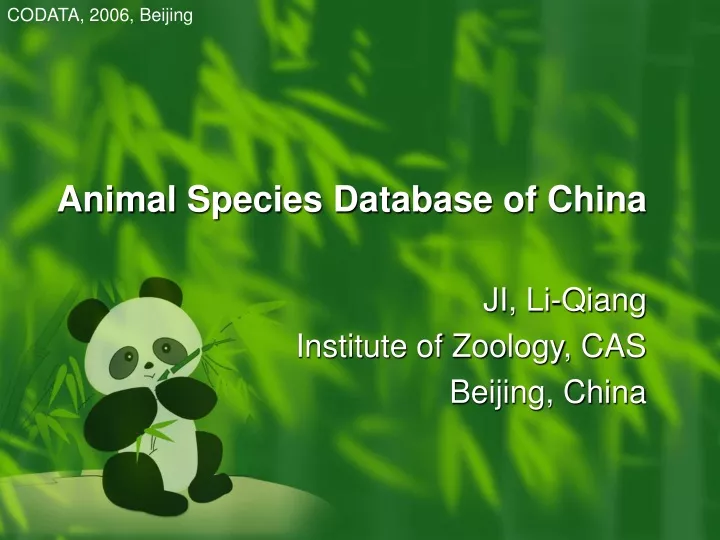 PPT - Animal Species Database of China PowerPoint Presentation, free  download - ID:9403071
