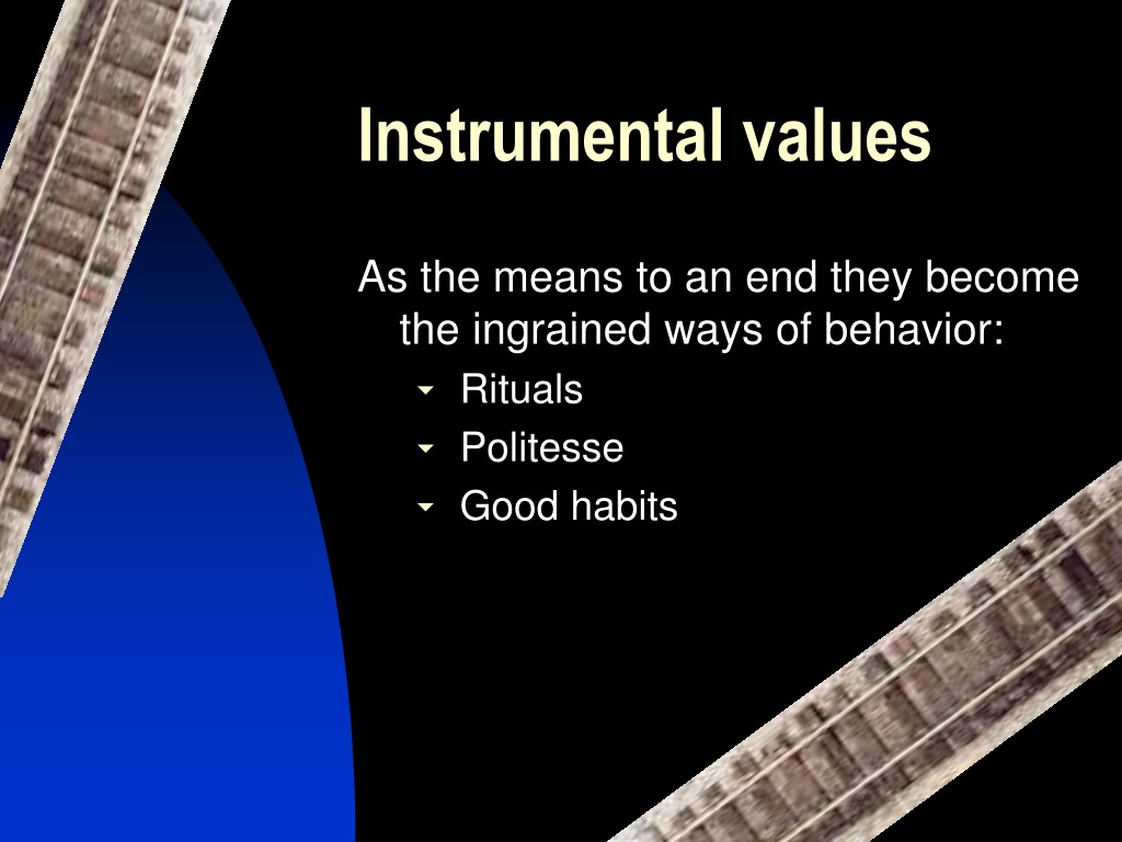 Means to an end. Value instruments. Terminal values and Instrumental values.