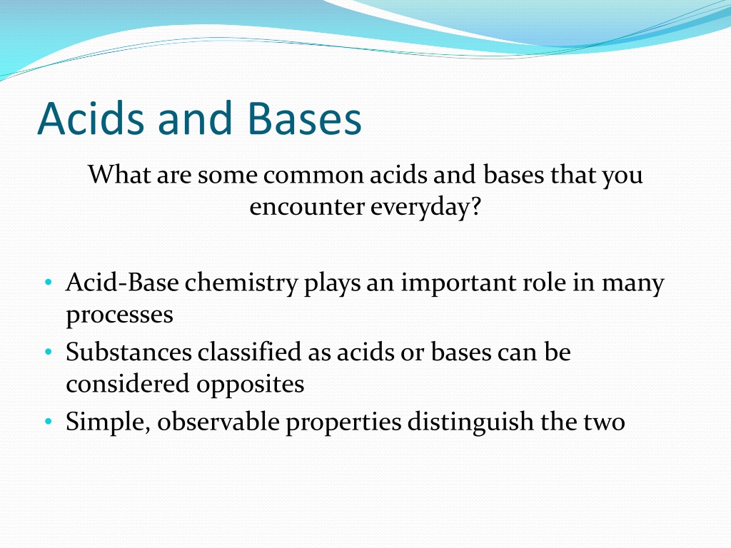 PPT - Acids, Bases, and pH: Common Substances and Properties PowerPoint ...