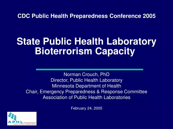 state public health laboratory bioterrorism capacity n.