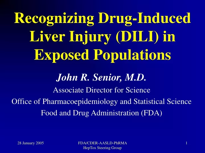recognizing drug induced liver injury dili in exposed populations n.