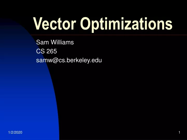 vector optimizations n.