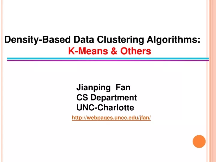 density based data clustering algorithms k means n.