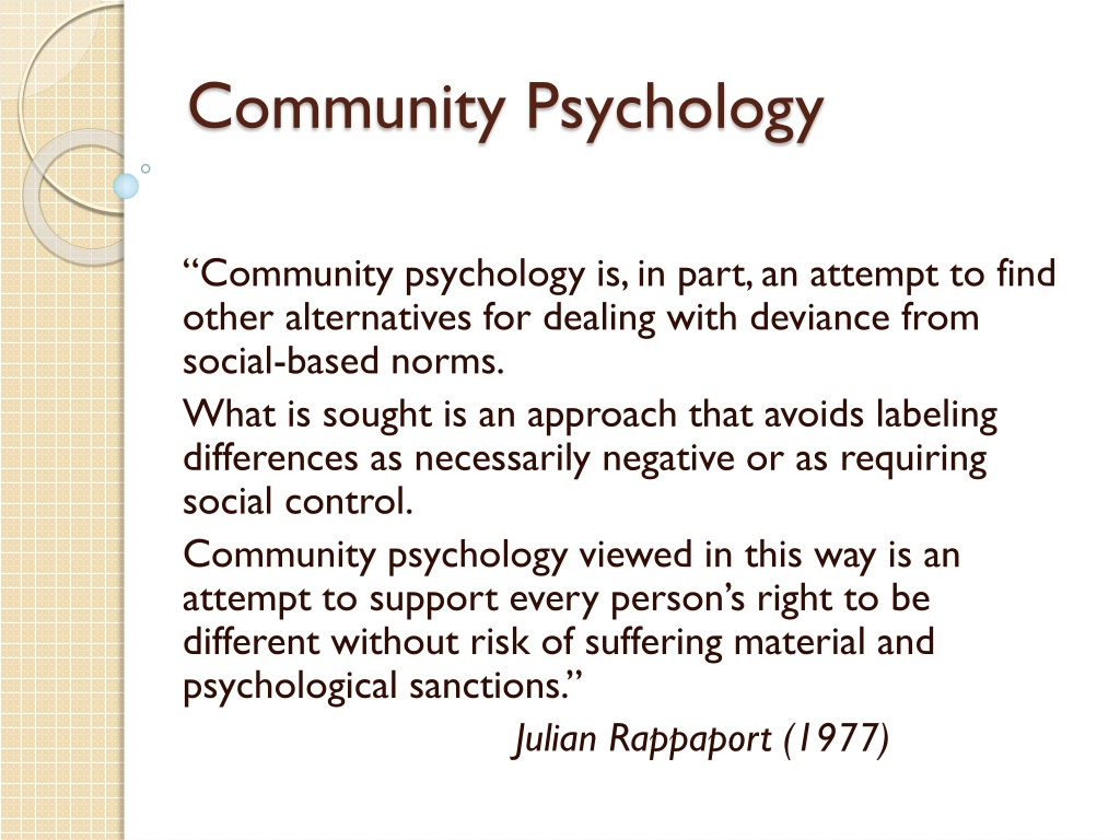 research topics in community psychology