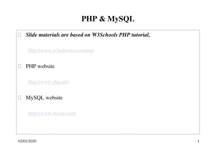 PPT - PHP & MySQL PowerPoint Presentation, free download - ID:9415139