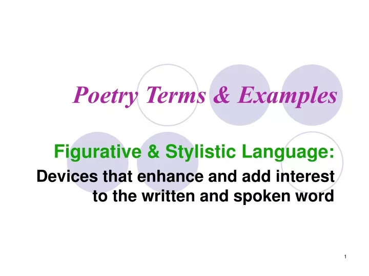 Ppt Poetry Terms And Examples Powerpoint Presentation Free Download Id 9417025