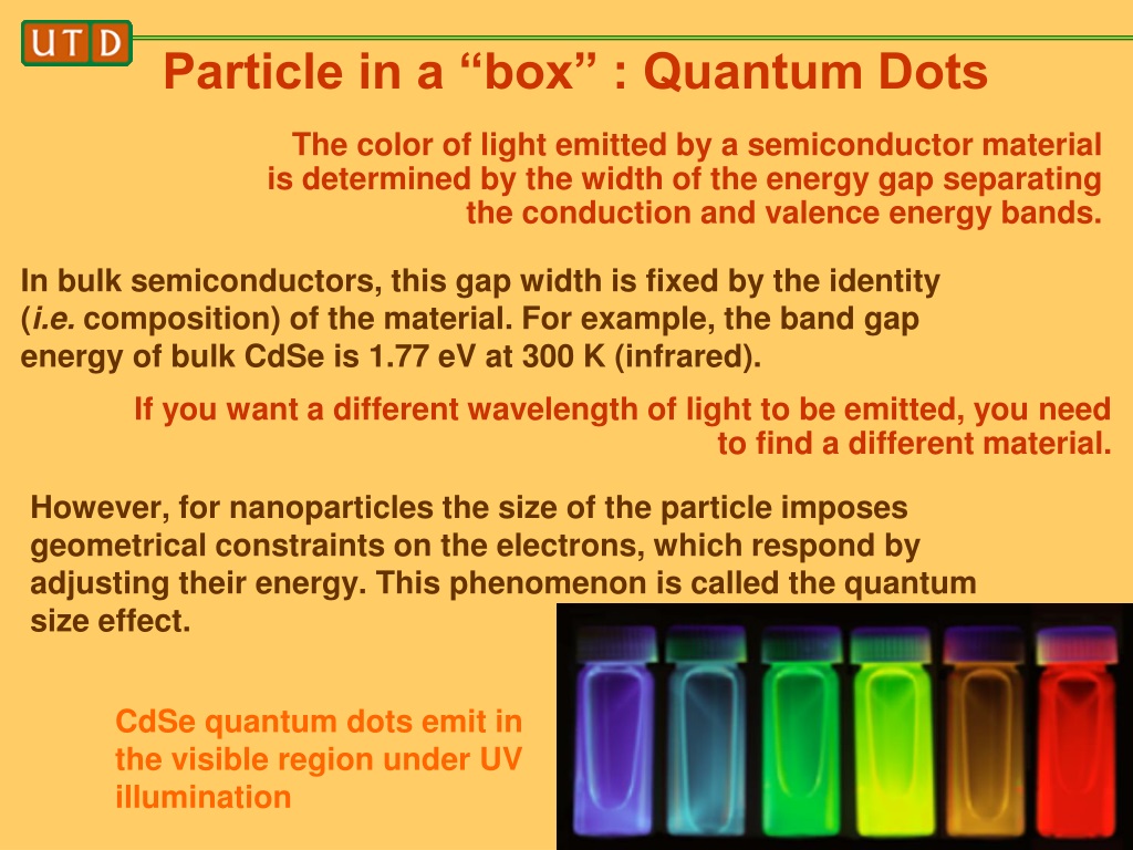 Impact of the particle size of CdSe QDs on their emission spectra upon