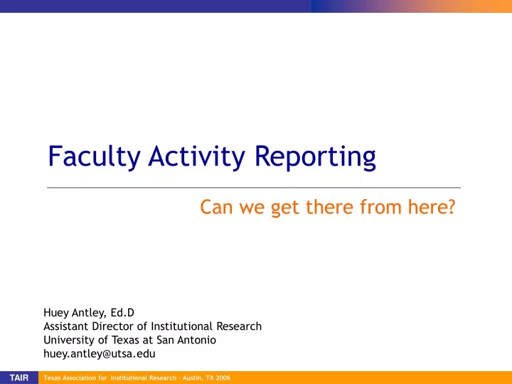 faculty activity reporting n.