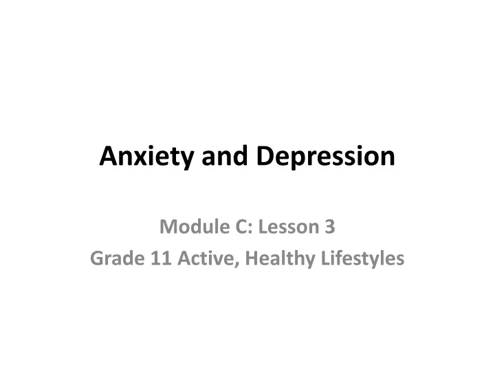 presentation of depression and anxiety