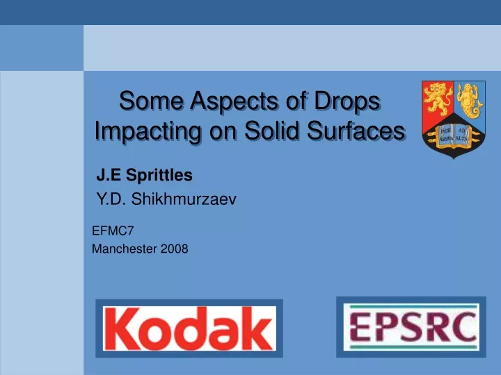 some aspects of drops impacting on solid surfaces n.