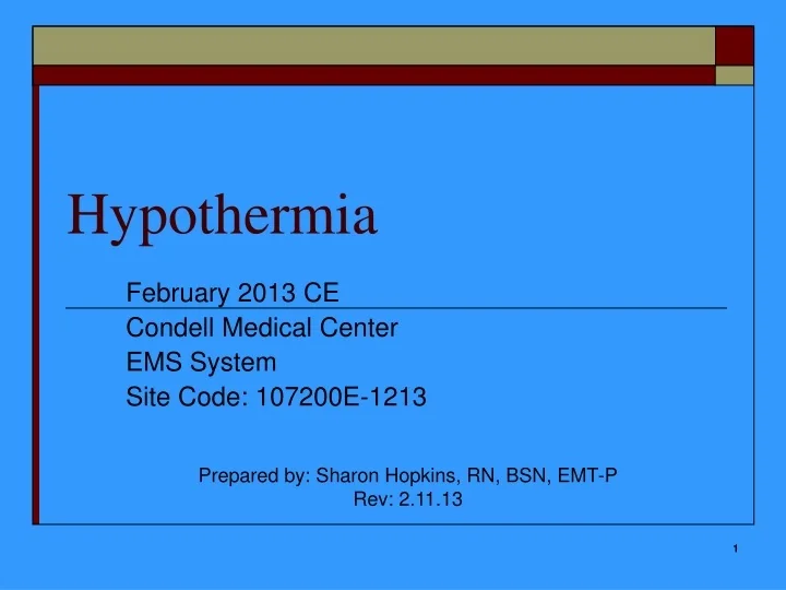 Ppt Hypothermia Powerpoint Presentation Free Download Id 9421893