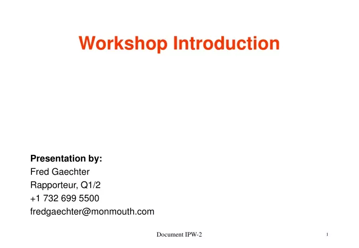 introduction to presentation workshop