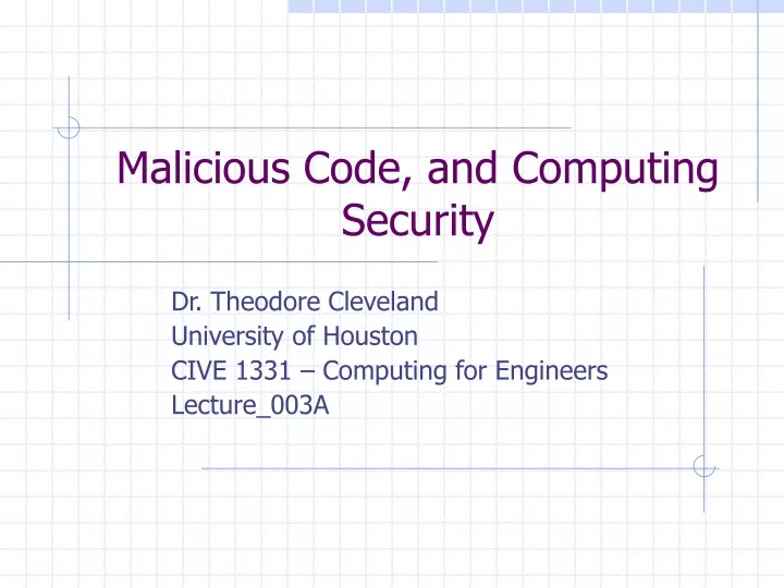 malicious code and computing security n.