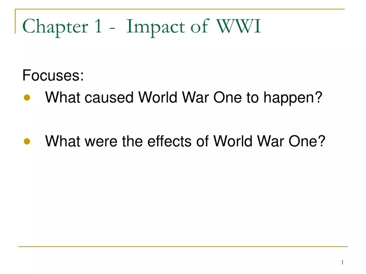 PPT - Chapter 1 - Impact Of WWI PowerPoint Presentation, Free Download ...