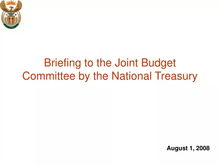 PPT - Briefing To The Joint Budget Committee By The National Treasury ...