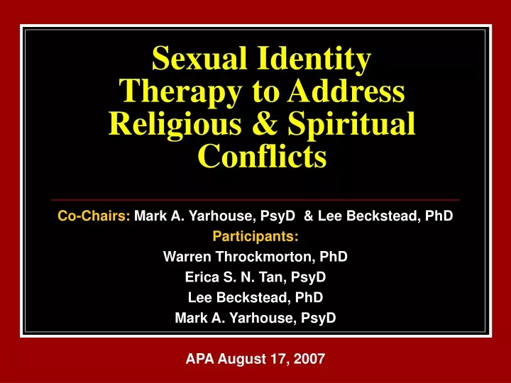 sexual identity therapy to address religious spiritual conflicts n.