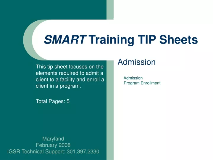 smart training tip sheets n.