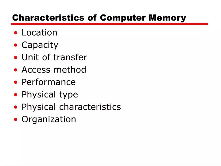 PPT - Characteristics of Computer Memory PowerPoint Presentation, free ...