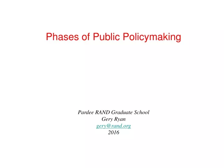 PPT - Phases Of Public Policymaking PowerPoint Presentation, Free ...