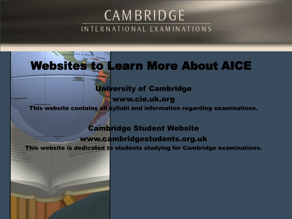 PPT - Cambridge AICE PowerPoint Presentation, Free Download - ID:9431738