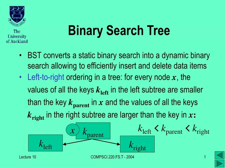 binary search tree n.
