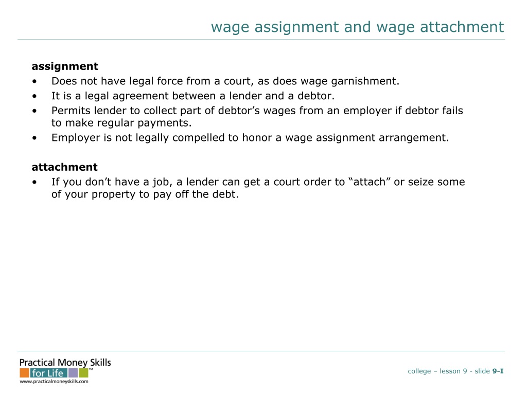 wage assignment intent
