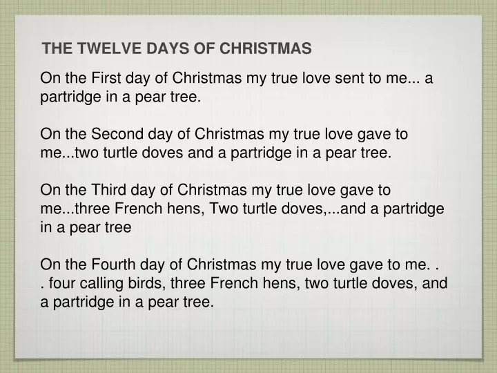 the twelve days of christmas n.
