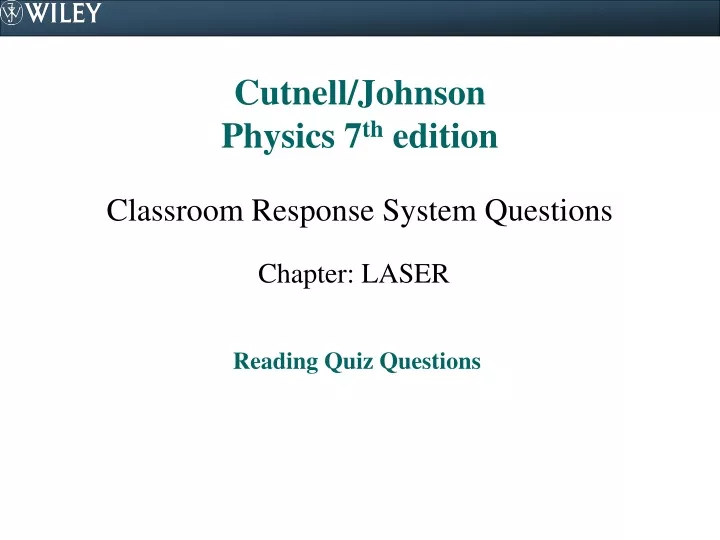 PPT Cutnell/Johnson Physics 7 th edition PowerPoint Presentation