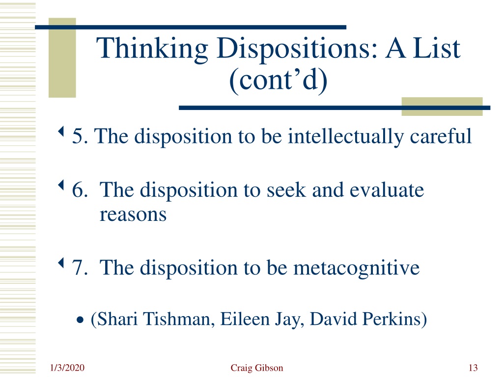 dispositions toward critical thinking