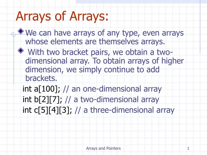 arrays of arrays n.