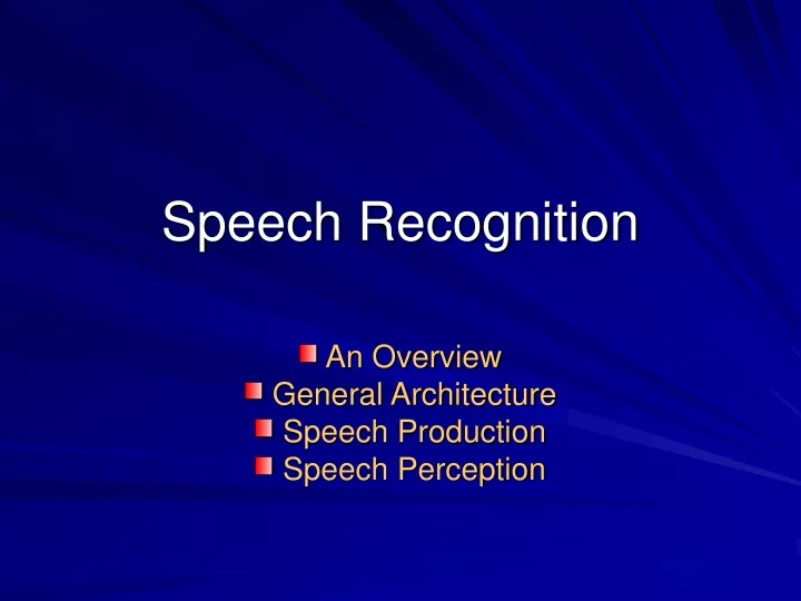 speech recognition n.