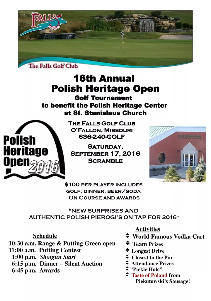 16th annual polish heritage open golf tournament n.