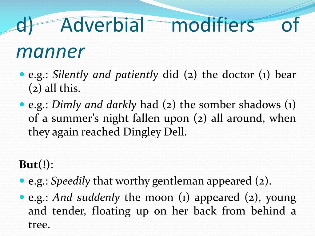 Modifiers. Adverbial modifier в английском языке. Adverbial modifier of manner. Modifier в английской грамматике. Adverbial modifier of manner примеры.