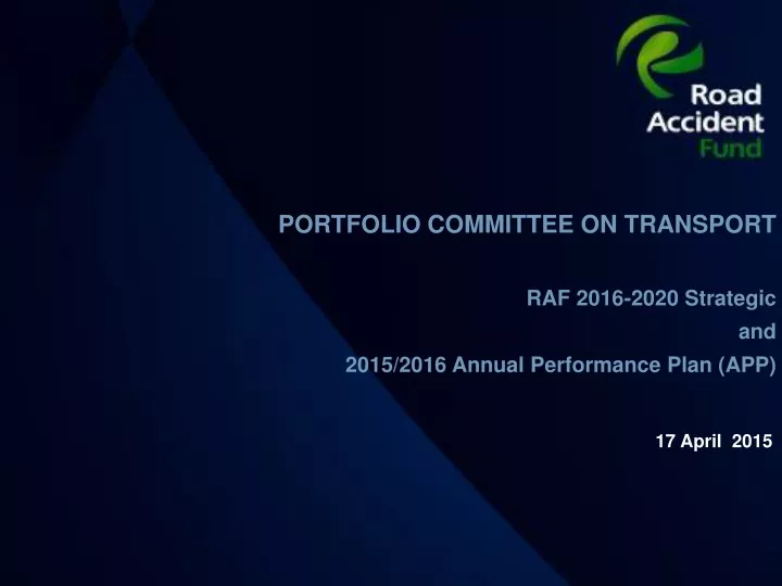 portfolio committee on transport raf 2016 2020 n.
